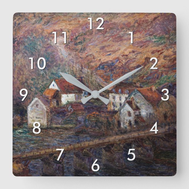 Claude Monet - The Bridge at Vervy Square Wall Clock (Front)