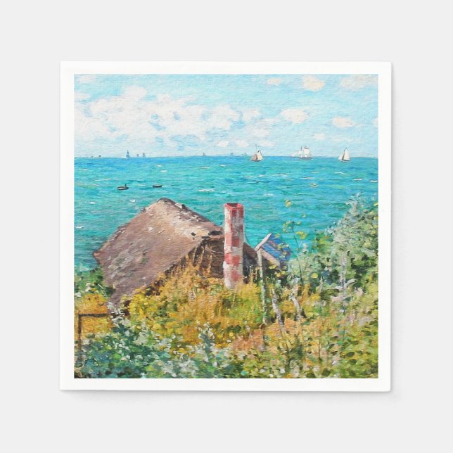 Claude Monet The Cabin At Saint-Adresse Fine Art Napkin (Front)