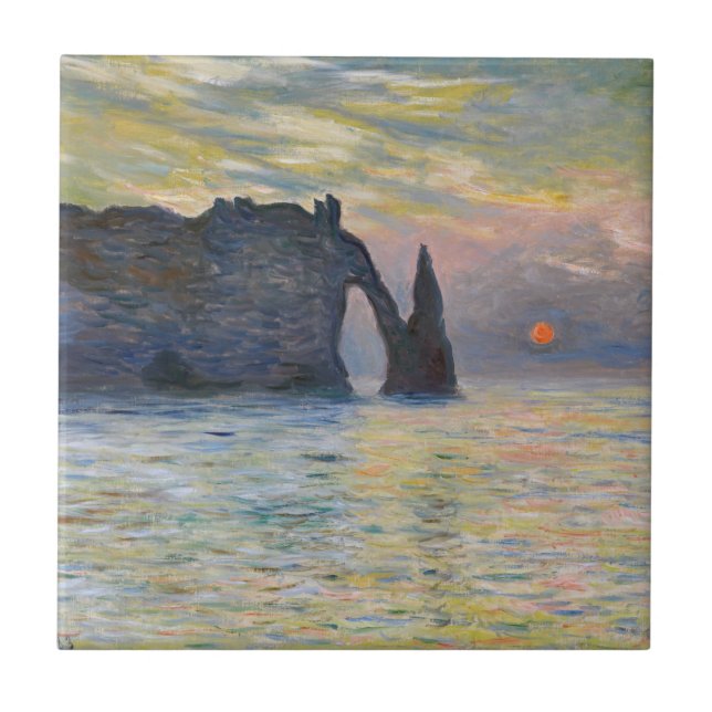Claude Monet - The Cliff, Etretat, Sunset Ceramic Tile (Front)