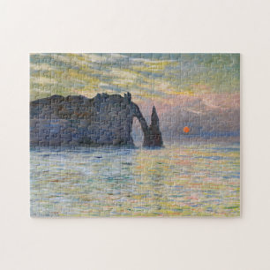 Claude Monet - The Cliff, Etretat, Sunset Jigsaw Puzzle