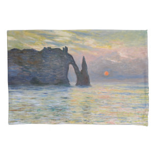 Claude Monet - The Cliff, Etretat, Sunset Pillowcase