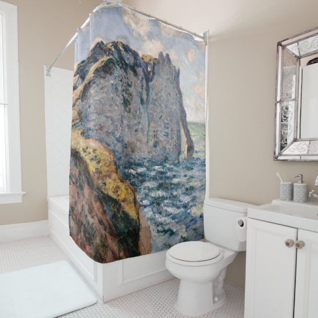 Claude Monet The Cliff of Aval Etratat Shower Curtain (In Situ)