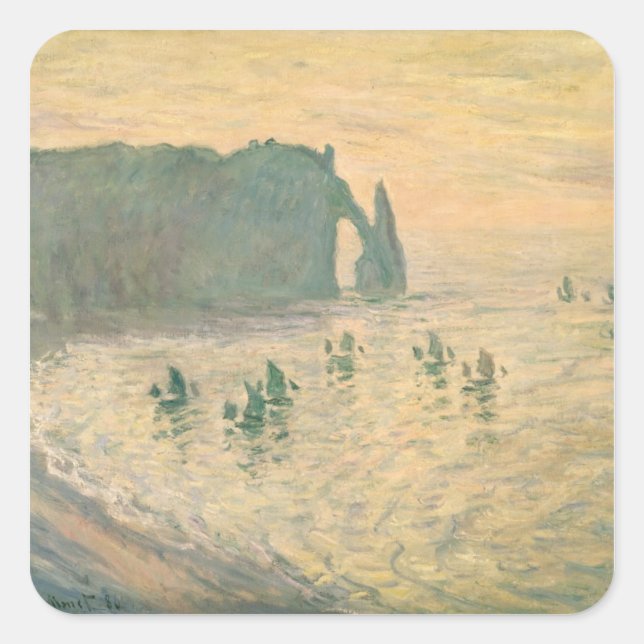 Claude Monet | The Cliffs at Etretat, 1886 Square Sticker (Front)