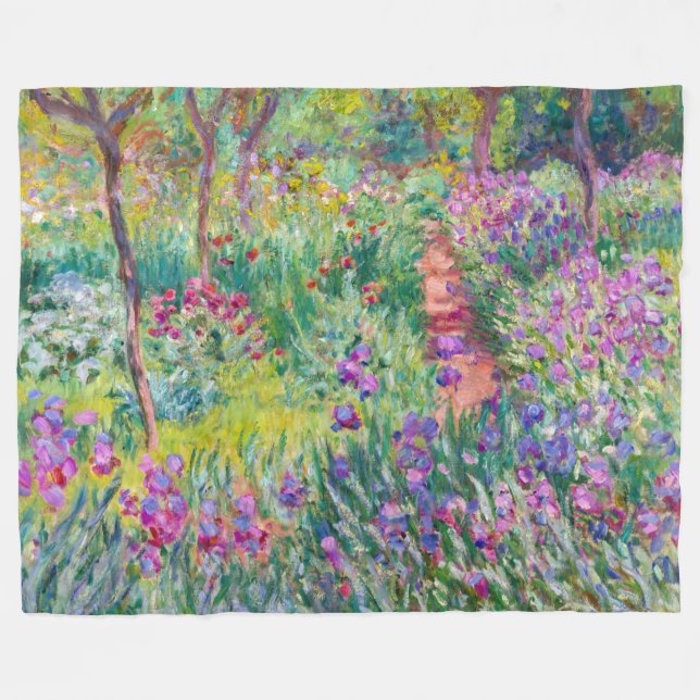 Claude Monet - The Iris Garden at Giverny Fleece Blanket (Front (Horizontal))