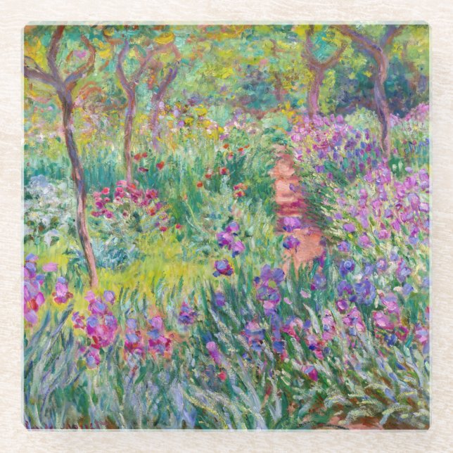 Claude Monet - The Iris Garden at Giverny Glass Coaster (Front)