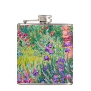 Claude Monet - The Iris Garden at Giverny Hip Flask