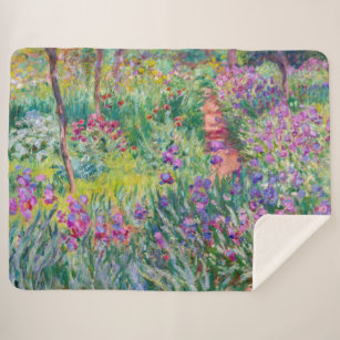 Claude Monet - The Iris Garden at Giverny Sherpa Blanket