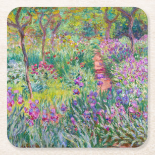 Claude Monet - The Iris Garden at Giverny Square Paper Coaster