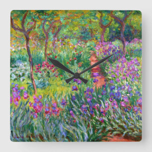 Claude Monet: The Iris Garden at Giverny Square Wall Clock
