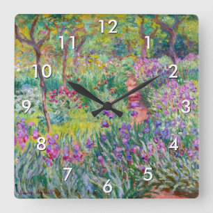 Claude Monet - The Iris Garden at Giverny Square Wall Clock