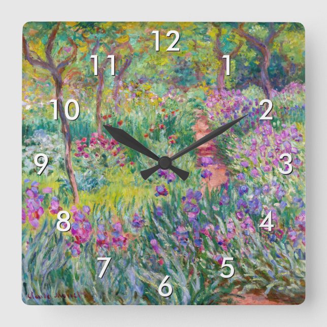 Claude Monet - The Iris Garden at Giverny Square Wall Clock (Front)