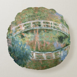 Claude Monet The Japanese Bridge, Giverny Round Cushion