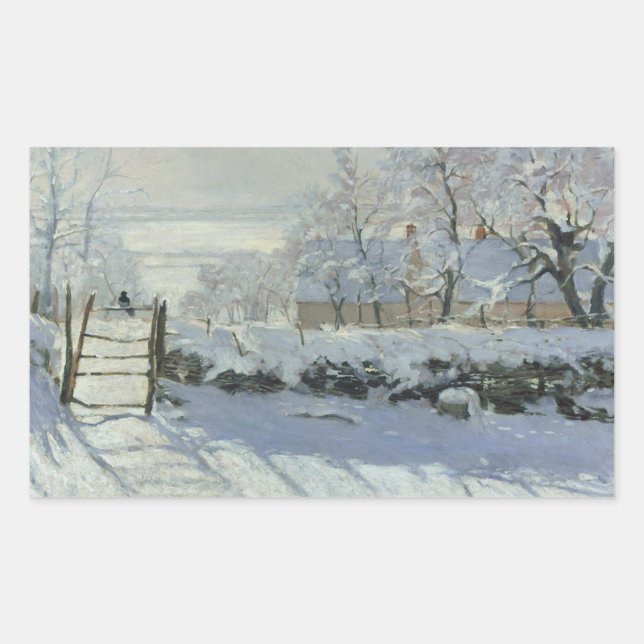 Claude Monet - The Magpie Rectangular Sticker (Front)