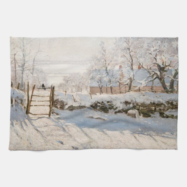 Claude Monet - The Magpie Tea Towel (Horizontal)