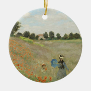 Claude Monet The Poppy Field near Argenteuil Art Ceramic Ornament