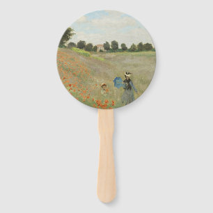 Claude Monet The Poppy Field near Argenteuil Art Hand Fan