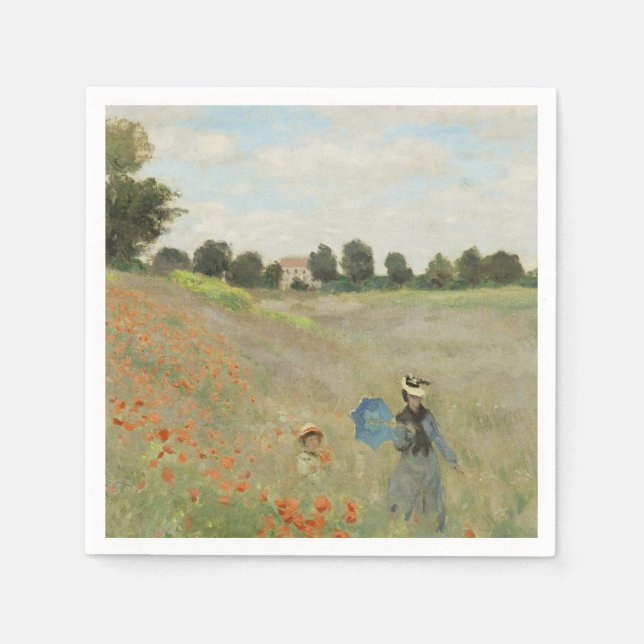 Claude Monet The Poppy Field near Argenteuil Art Napkin (Front)