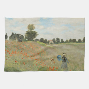 Claude Monet The Poppy Field near Argenteuil Art Tea Towel