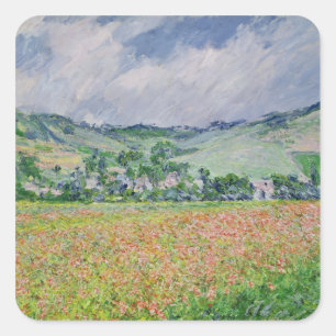 Claude Monet The Poppy Field near Giverny, 1885 Square Sticker