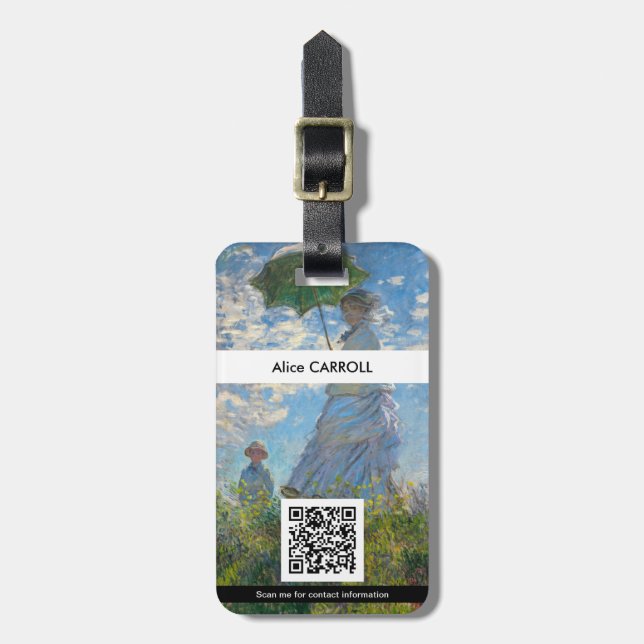 Claude Monet - The Promenade - QR Code Luggage Tag (Front Vertical)