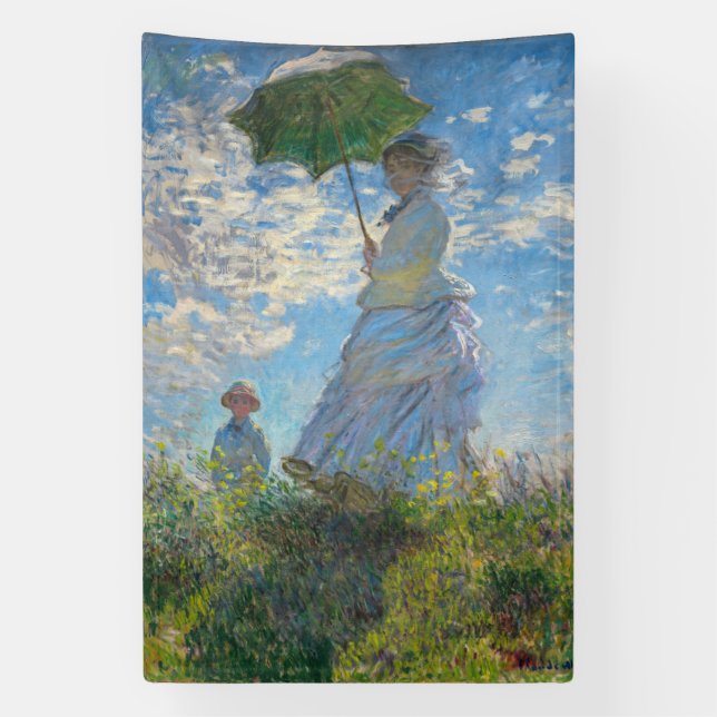Claude Monet - The Promenade, Woman with a Parasol Banner (Vertical)