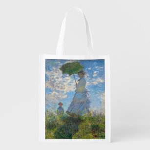 Claude Monet - The Promenade, Woman with a Parasol Reusable Grocery Bag