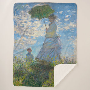 Claude Monet - The Promenade, Woman with a Parasol Sherpa Blanket