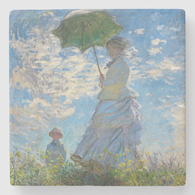 Claude Monet - The Promenade, Woman with a Parasol Stone Coaster (Front)