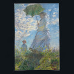Claude Monet - The Promenade, Woman with a Parasol Tea Towel<br><div class="desc">The Promenade,  Woman with a Parasol / Madame Monet and Her Son / La Promenade / La Femme a l'ombrelle - Claude Monet,  1875</div>