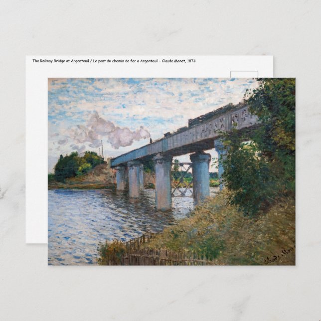 Claude Monet - The Railway Bridge at Argenteuil Postcard (Front/Back)