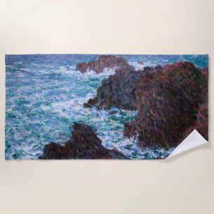 Claude Monet - The Rocks at Belle-Ile, Wild Coast Beach Towel
