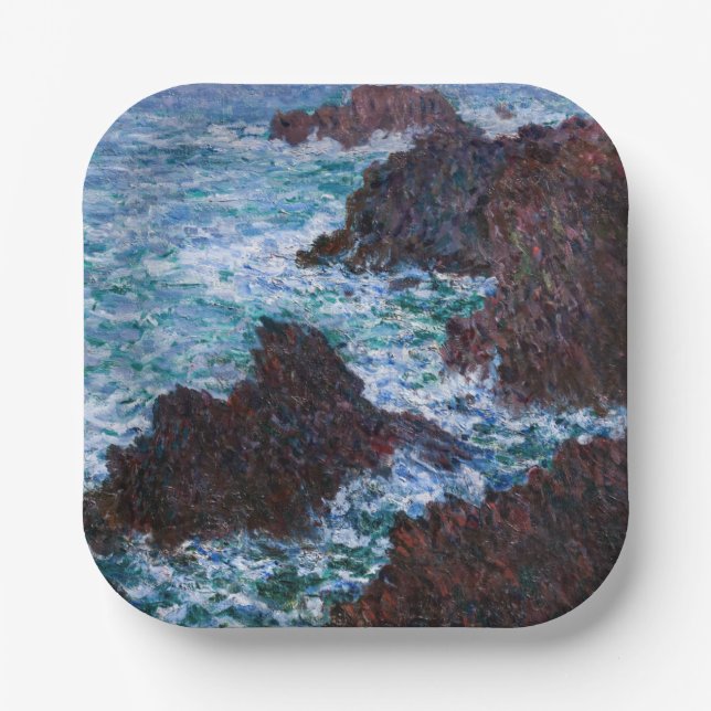 Claude Monet - The Rocks at Belle-Ile, Wild Coast Paper Plate (Front)