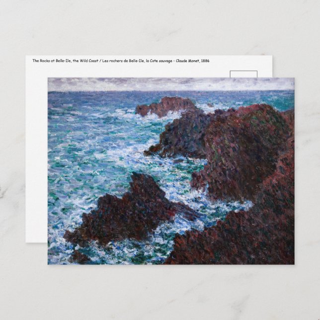 Claude Monet - The Rocks at Belle-Ile, Wild Coast Postcard (Front/Back)