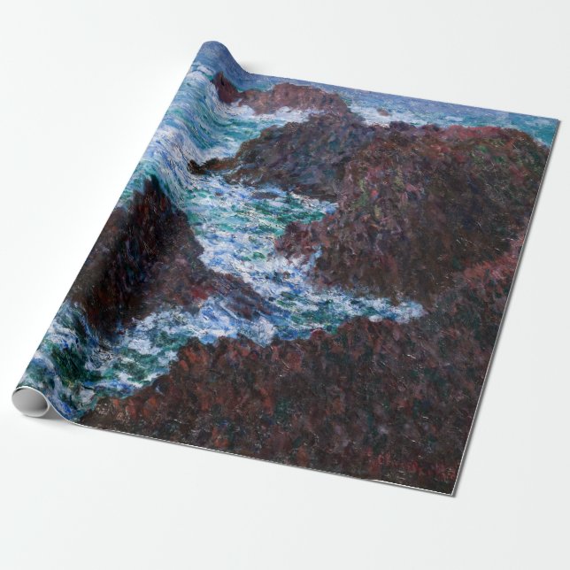 Claude Monet - The Rocks at Belle-Ile, Wild Coast Wrapping Paper (Unrolled)