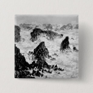 Claude Monet The Rocks of Belle-Ile, 1886 15 Cm Square Badge