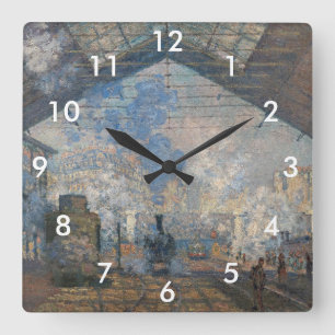 Claude Monet - The Saint-Lazare Station Square Wall Clock