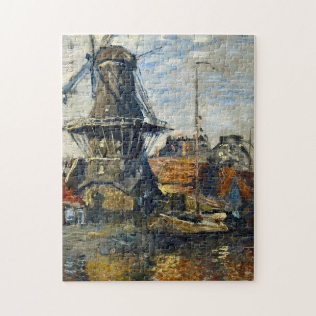 Claude Monet - The Windmill On The Onbekende Grach Jigsaw Puzzle (Vertical)