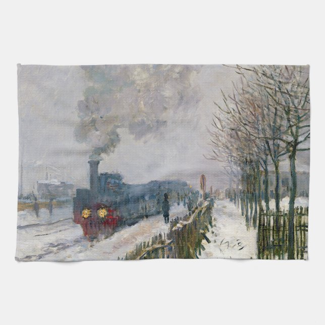Claude Monet - Train in the Snow / The Locomotive Tea Towel (Horizontal)