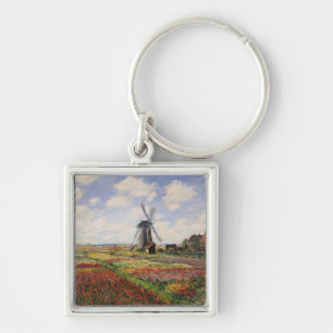 Claude Monet Tulip Fields Rijnsburg Windmill Key Ring