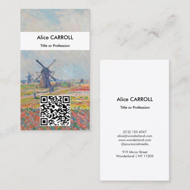Claude Monet - Tulip Fields, The Hague - QR Code Business Card (Front/Back)