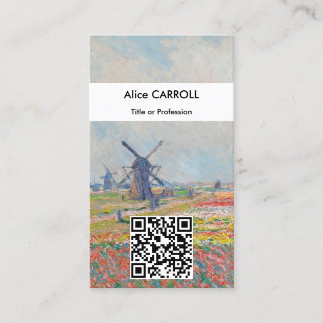 Claude Monet - Tulip Fields, The Hague - QR Code Business Card (Front)