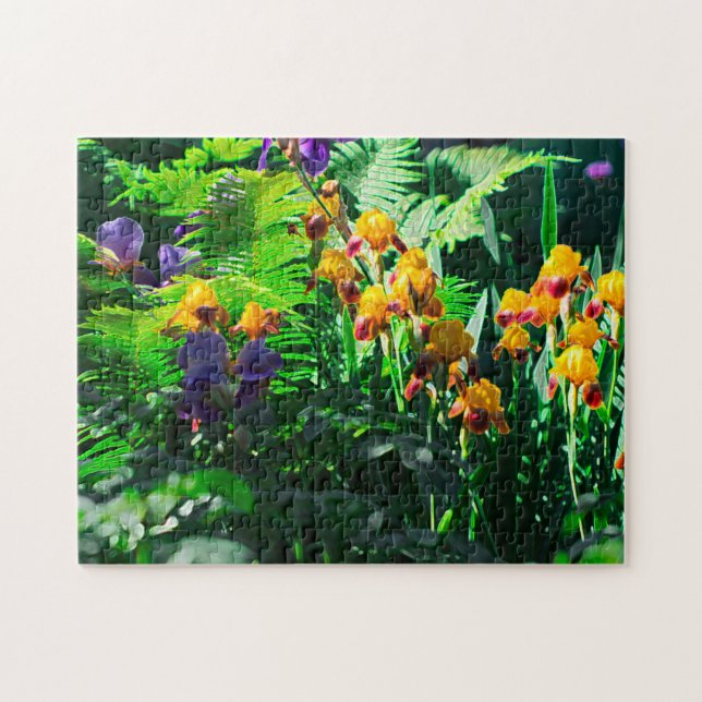 Claude Monet Type Stylised Garden Iris Jigsaw Puzzle (Horizontal)