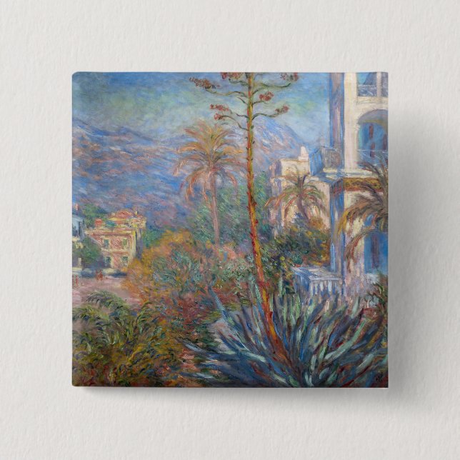 Claude Monet - Villas at Bordighera 15 Cm Square Badge (Front)