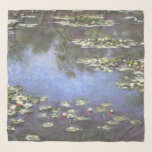 Claude Monet, Water Lilies, 1906, Blue Scarf<br><div class="desc">Scarf with the Claude Monet art painting called "Water Lilies". "Water Lilies",  1906 painting is a painting with white and pink water lilies on a green and blue background. Customisable.</div>