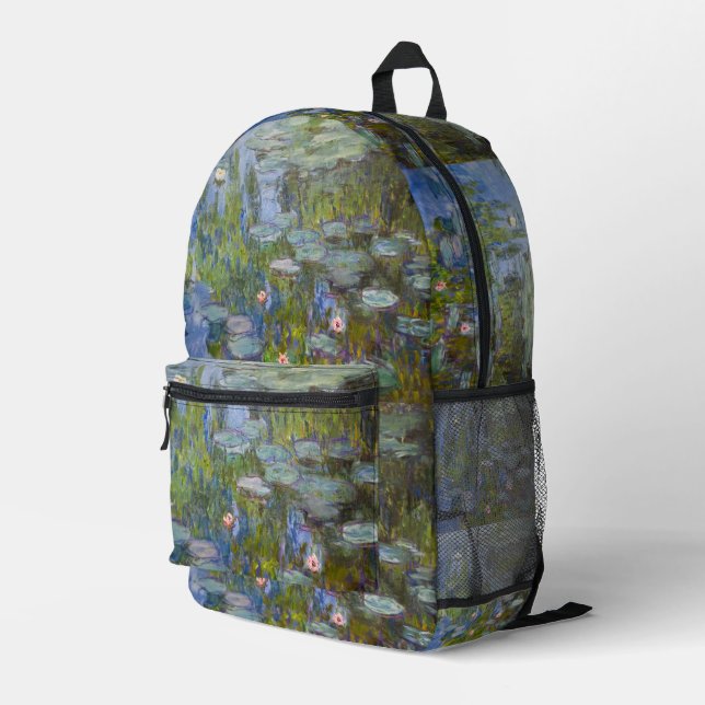 Claude Monet Water Lilies 1915 Impressionist Art Printed Backpack (Back Corner Right)