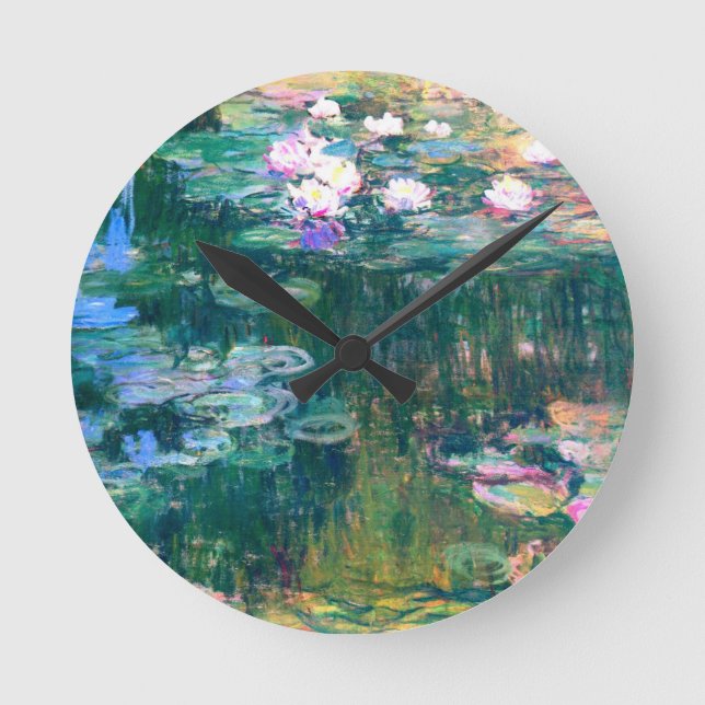 Claude Monet Water Lilies 1917 Round Clock (Front)