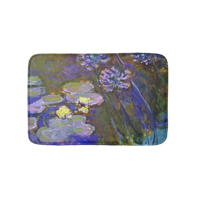 Claude Monet Water Lilies Agapanthus Bath Mat (Front)
