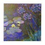 Claude Monet Water Lilies Agapanthus Ceramic Tile<br><div class="desc">Claude Monet's Water Lilies and Agapanthus - Claude Monet's Water Lilies and Agapanthus is a wonderful impressionistic painting by one of the master flower artists of all time. The water garden is alive with colour and emotion, as the purple Agapanthus flow up from their blue and green stems. The water...</div>