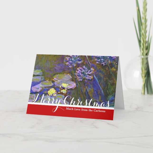 Claude Monet Water Lilies Agapanthus Holiday Card (Front)