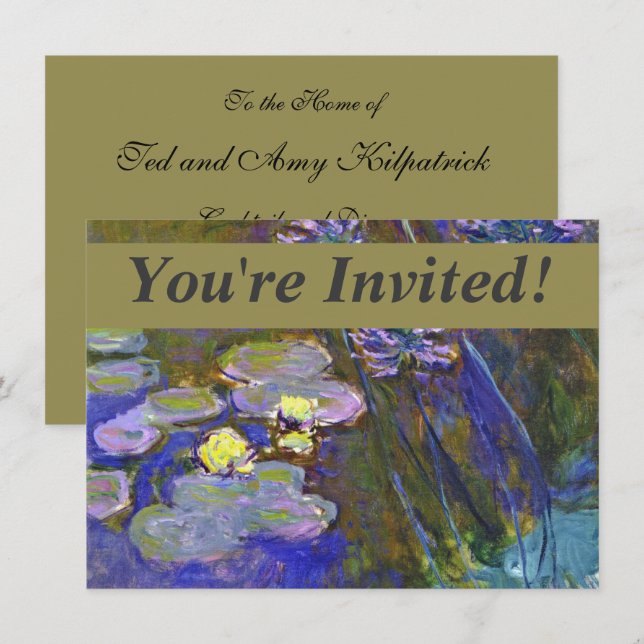 Claude Monet Water Lilies Agapanthus Invitation (Front/Back)